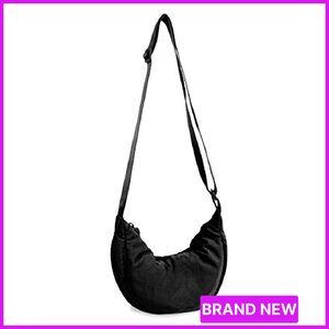 Nylon Crescent Crossbody Bag Minimal Chic Travel Sling Hobo Adjustable Strap